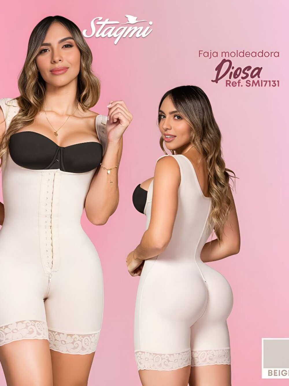 SMI7131 LA Diosa Stagmi Faja Invisible Girdle Shapewear Bodysuit Defines Butt XS